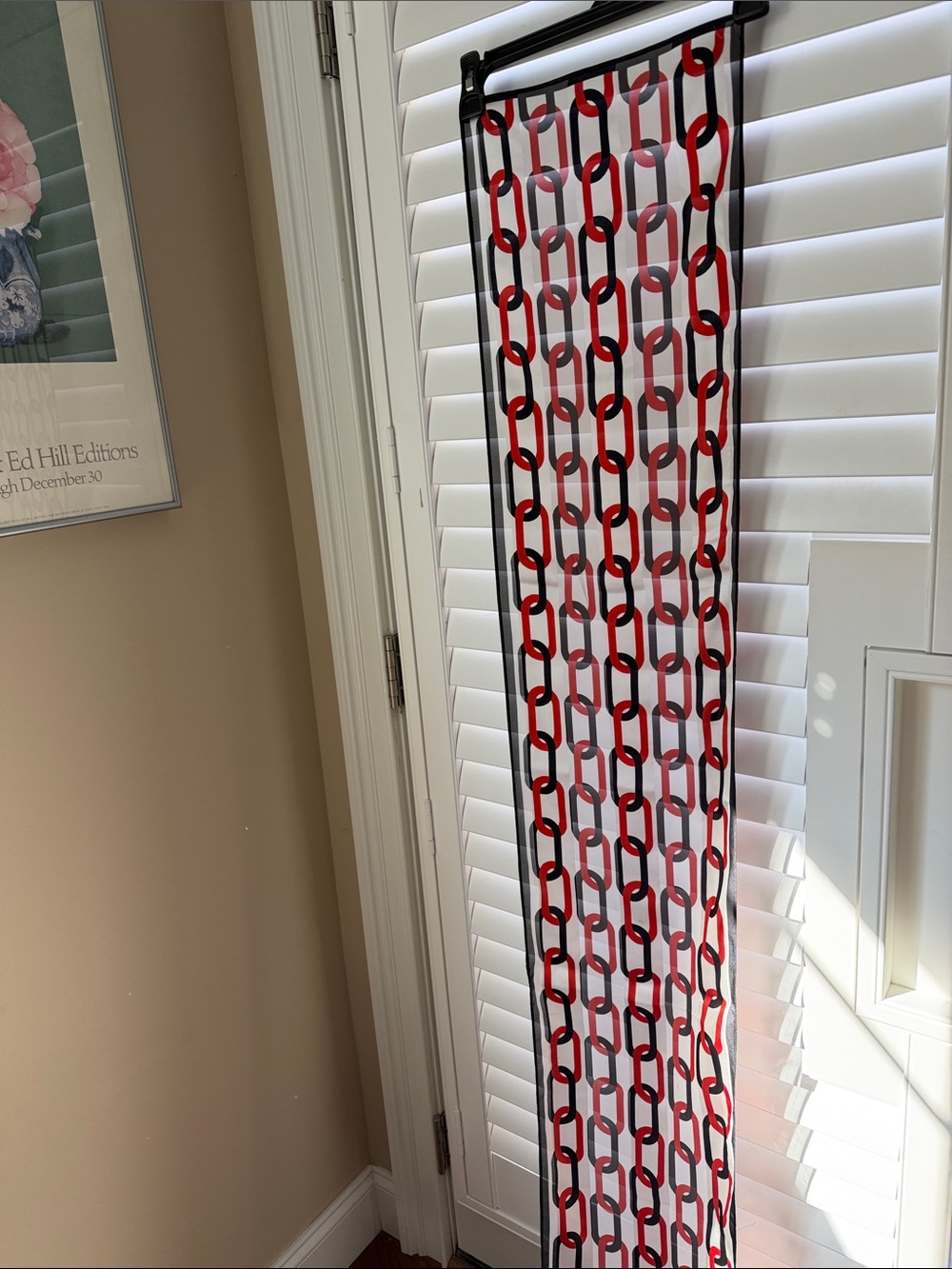 Banana Republic Red, Black and White Chain-Link Sheer Scarf